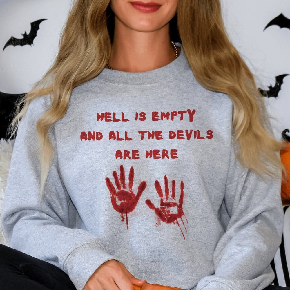 Devils' Descent Blood Handprint Halloween Dark Grey Sweatshirt